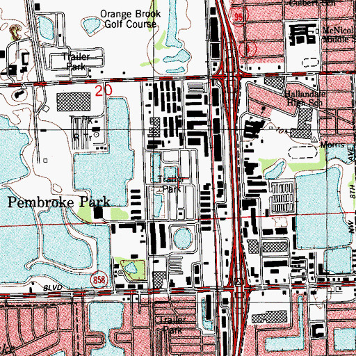 Topographic Map of Bamboo Lakes Trailer Park, FL