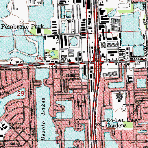 Topographic Map of Lone Pine Mobile Home Park West, FL