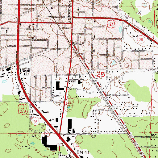 Topographic Map of Perry Post Office, FL