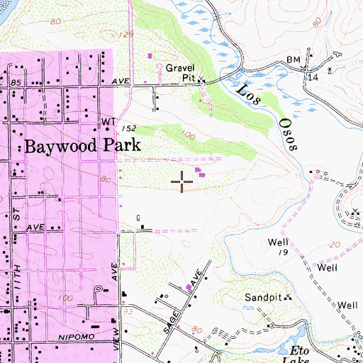 Topographic Map of Los Osos Middle School, CA