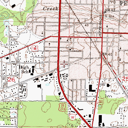 Topographic Map of Antioch Baptist Church, FL