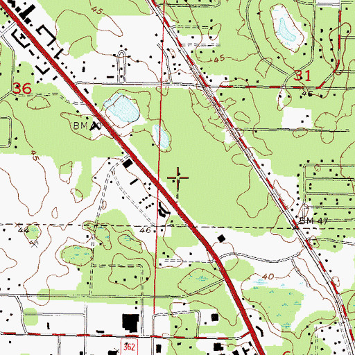 Topographic Map of Catholic Church of the Immaculate Conception Parish Center, FL