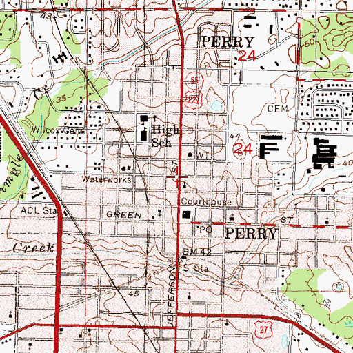 Topographic Map of First United Methodist Church, FL