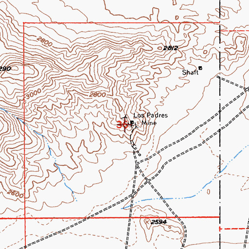 Topographic Map of Los Padres Mine, CA