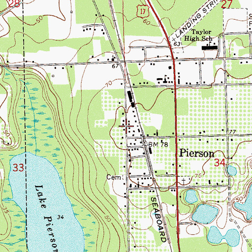Topographic Map of Volusia County Public Library System Pierson Public Library, FL