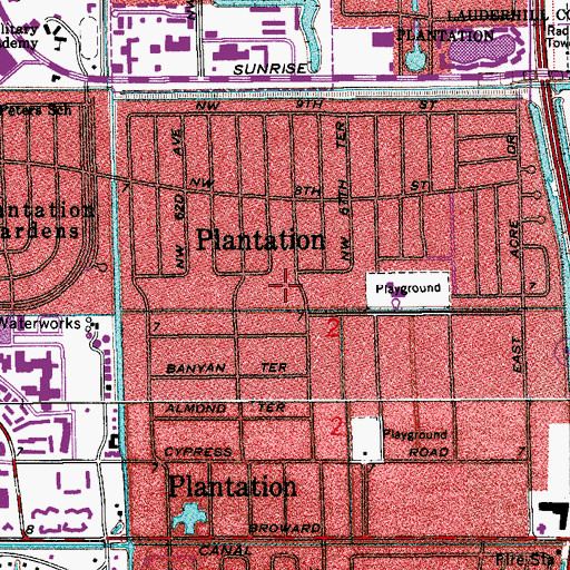 Topographic Map of Helen B Hoffman Plantation Library, FL