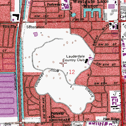 Topographic Map of Sandpiper Golf Club, FL
