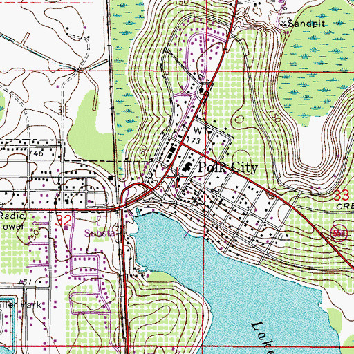 Topographic Map of Polk City Community Center, FL