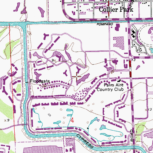 Topographic Map of Sawgrass Country Club, FL