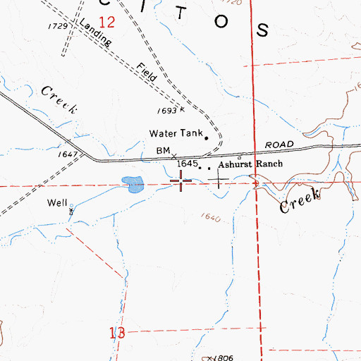 Topographic Map of Los Pinos Creek, CA