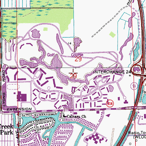 Topographic Map of Shadow Wood Country Club, FL