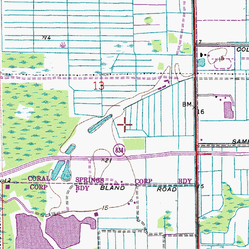 Topographic Map of Coral Reef Post Office, FL