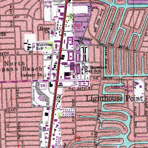Topographic Map of Lighthouse Point Post Office, FL