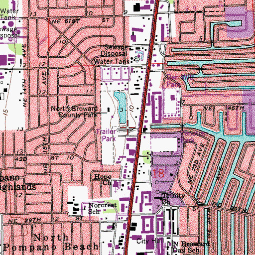 Topographic Map of Bali Hi Mobile Home Court, FL