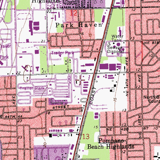 Topographic Map of Highland Woods Mobile Home Park, FL