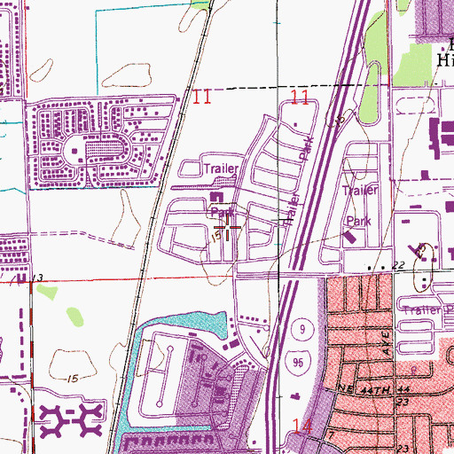 Topographic Map of Country Knolls Mobile Home Park, FL