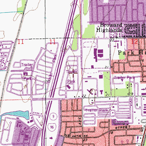 Topographic Map of Highland Village Mobile Home Park, FL