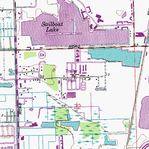 Topographic Map of Whispering Pines Addition Mobile Home Park, FL