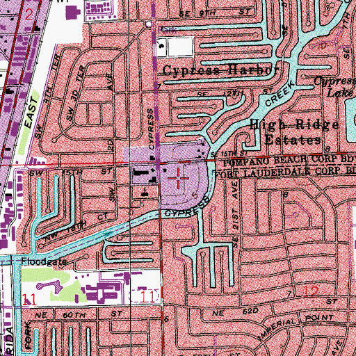 Topographic Map of Pompano Plaza, FL