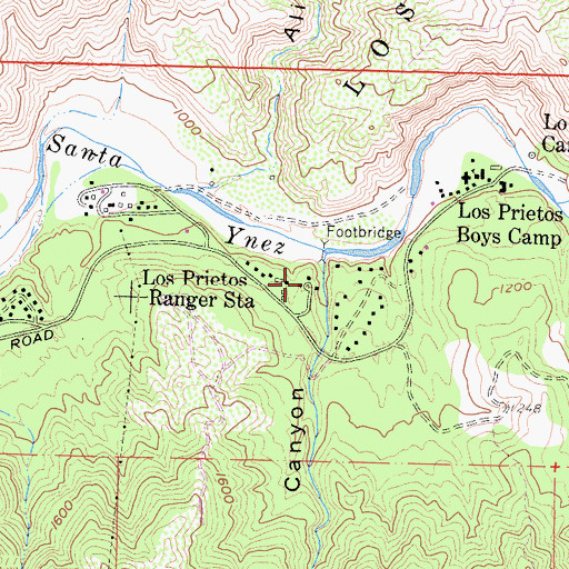 Topographic Map of Los Prietos Ranger Station, CA