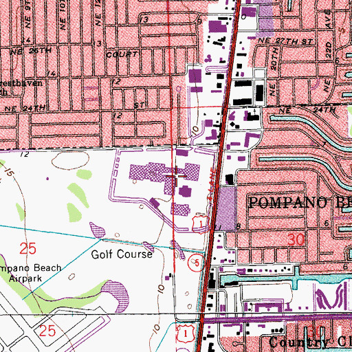 Topographic Map of Pompano Square Mall, FL