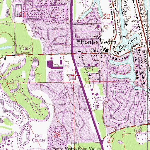 Topographic Map of Saint Johns County Public Library System Ponte Vedra Beach Branch Library, FL
