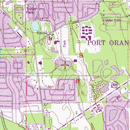 Topographic Map of Port Orange Library, FL