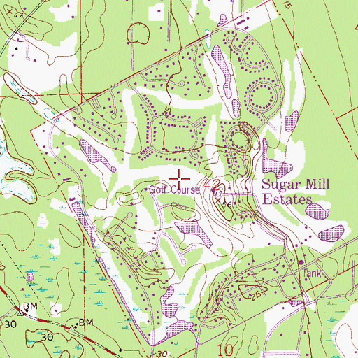 Topographic Map of Southwinds Golf Course, FL