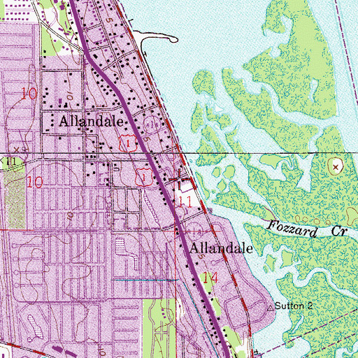 Topographic Map of Allandale Mobile Home Park, FL