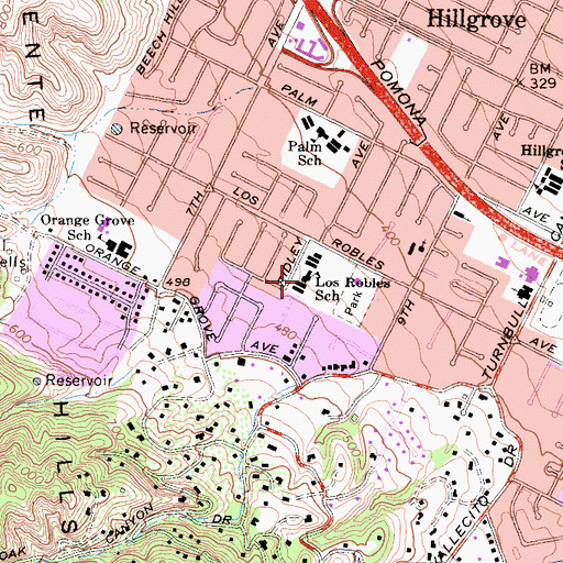 Topographic Map of Los Robles Elementary School, CA