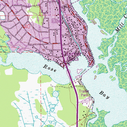 Topographic Map of Rose Bay Trailer Park, FL