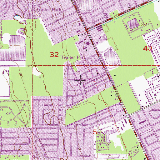 Topographic Map of Lamplighter Mobile Home Community, FL