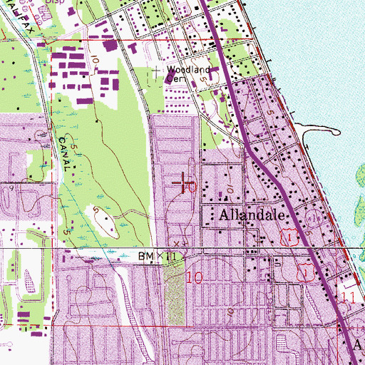 Topographic Map of Tanglewood Mobile Estates, FL