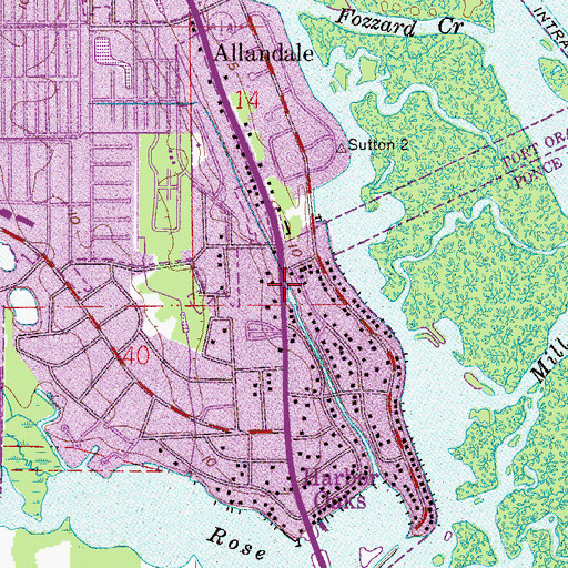 Topographic Map of First Baptist Church of Harbor Oaks, FL