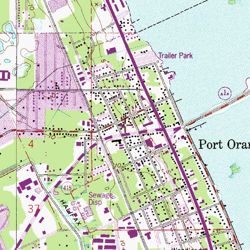 Topographic Map of First United Methodist Church of Port Orange, FL