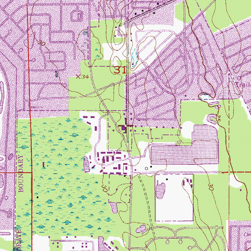 Topographic Map of Kingdom Hall of Jehovahs Witnesses Port Orange and South Daytona Congregation, FL