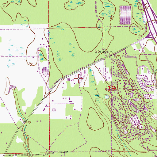 Topographic Map of Spruce Creek Presbyterian Church, FL