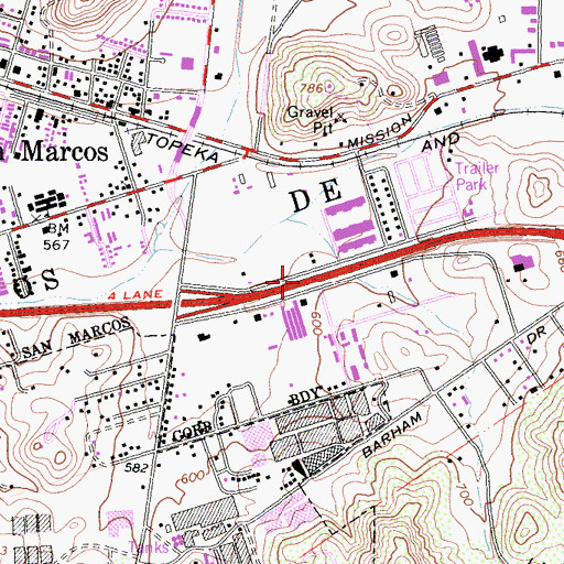 Topographic Map of Los Vallecitos De San Marcos, CA