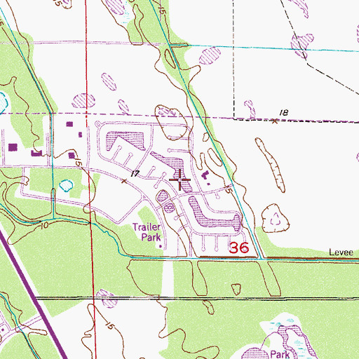 Topographic Map of Spanish Lakes Golf Village Mobile Home Park, FL