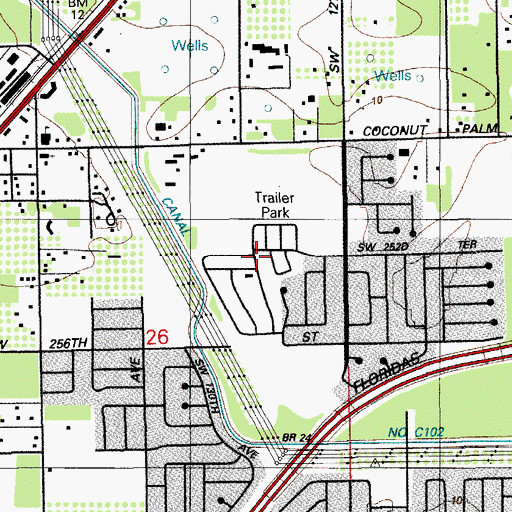 Topographic Map of Princetonian Mobile Home Park, FL