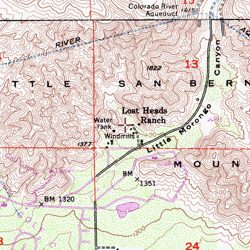 Topographic Map of Lost Heads Ranch, CA