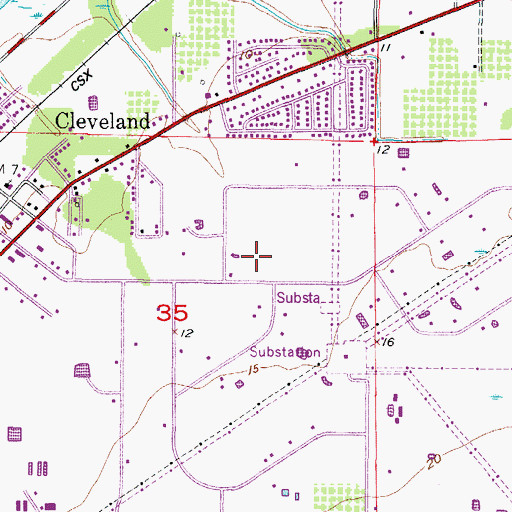 Topographic Map of First Baptist Church of Cleveland, FL