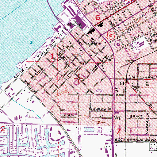 Topographic Map of First Baptist Church of Punta Gorda, FL