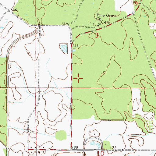 Topographic Map of Pine Grove Congregational Methodist Church, FL