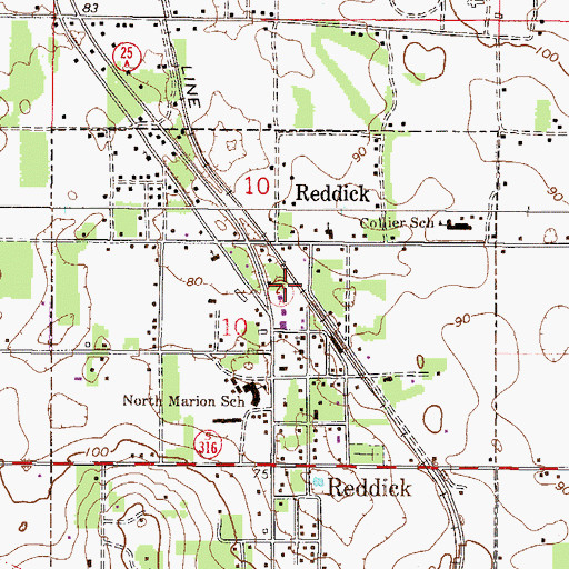 Topographic Map of Reddick Post Office, FL