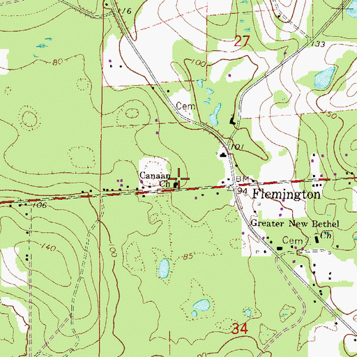 Topographic Map of Canaan Baptist Church, FL