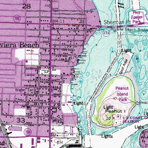 Topographic Map of Old Slip Marina, FL