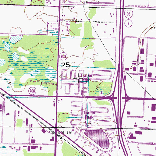 Topographic Map of Palm Lake Estates North Mobile Home Park, FL