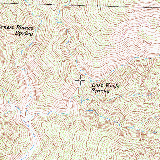 Topographic Map of Lost Knife Spring, CA