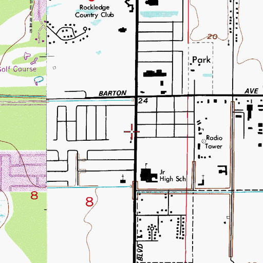 Topographic Map of Rockledge United Methodist Church, FL
